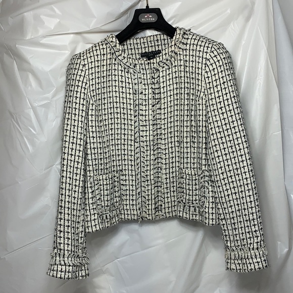 Wmn's Apostrophe Blk Wht Crm Pckt Blzr Jkt Sz 16P - Picture 2 of 6